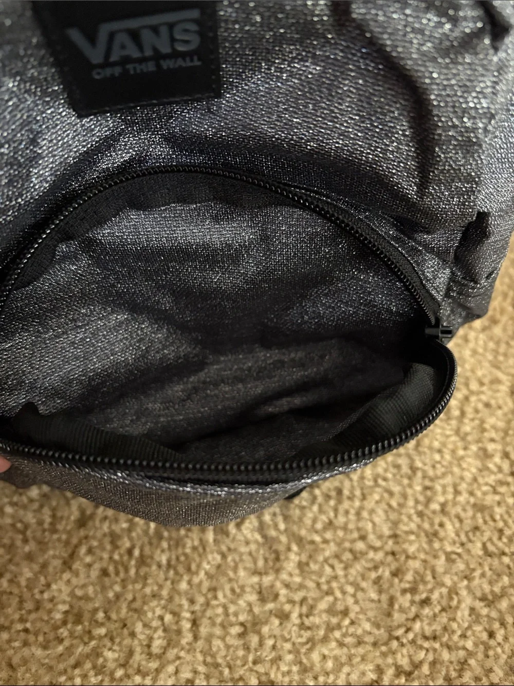 Vans Silver-Gray Mini Backpack with Front Pocket